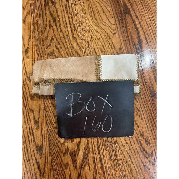 Express Vgt‎ Suede Leather Crochet Patchwork Skirt Lined Scalloped Hem Western - Picture 9 of 9